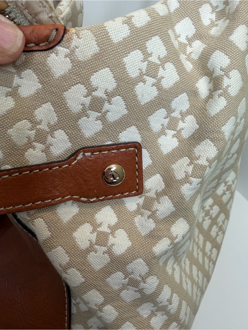 Kate Spade Stucco Stevie Canvas Shoulder Bag Logo preppy designer - Picture 12 of 14